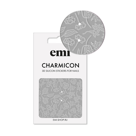 E.Mi, 3D-стикеры №177 Цветы белые Charmicon 3D Silicone Stickers