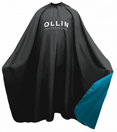 Пеньюар для стрижки на крючках чёрный 160х145см OLLIN Professional 396956